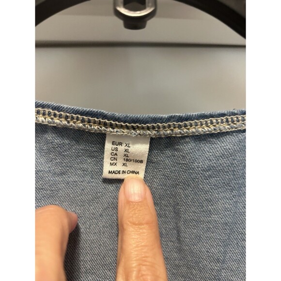 Denim Utility Sleeveless Shirt dress Size XL Medium Blue Wash Concert Festival - Picture 4 of 7